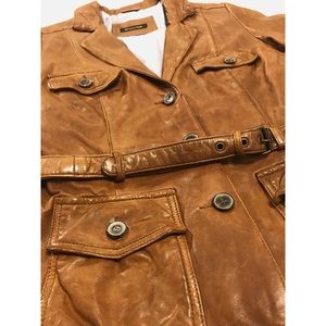 Massimo Dutti brown leather Jacket, small.